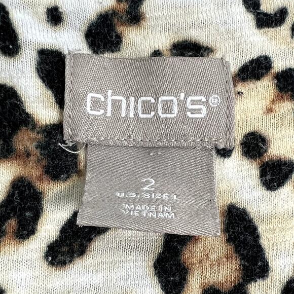 Chicos 3/4 Sleeve Animal Print Pullover Shirt Brown Black Womens 2 Large - Picture 7 of 9